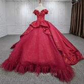 Elegant Off the Shoulder Lace Up Ball Gown Bridal Gowns Evening Dresses DY9978|Selinadress