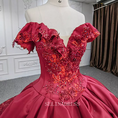 Elegant Off the Shoulder Lace Up Ball Gown Bridal Gowns Evening Dresses DY9978|Selinadress
