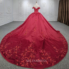 Elegant Off the Shoulder Lace Up Ball Gown Bridal Gowns Evening Dresses DY9978|Selinadress