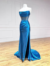 Elegant Sheath/Column Strapless Prom Dress Ruffles Corset Long Formal Gown Evening Dress #LOP607|Selinadress