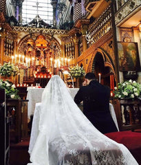 Unique Long Veils Lace With Applique Wedding Veils V03