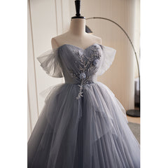 Chic Off-the-shoulder Elegant Ball Gown Beaded Princess Dress Tulle Evening Dress #LOP288|Selinadress