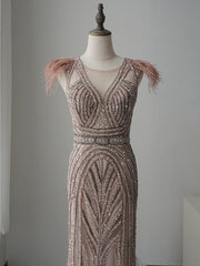 luxurious Mermaid Scoop Long Prom Dress Beaded Long Evening Dresses GKF008|Selinadress