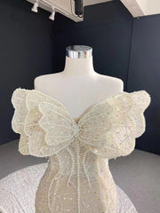 Luxury Mermaid Long Sleeve White Wedding Dress Beaded Bridal Gowns 231003|Selinadress