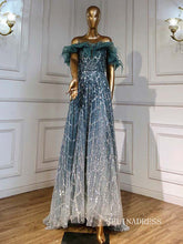 luxury Off-the-shoulder Fantasy Feather Long Prom Dress Dubai Evening Formal Gowns hlkS005|Selinadress