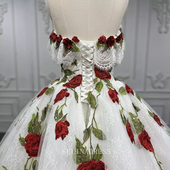 Luxury Sweetheart Flower Embroidery Off Shoulder wedding Gowns Bridal Dress LS9585 Selinadress