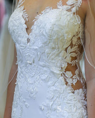 Memriad Scoop See Through Rustic Wedding Dress Embroidery Lace White Wedding Gown RYU014|Selinadress