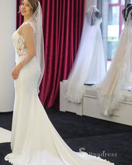 Memriad Scoop See Through Rustic Wedding Dress Embroidery Lace White Wedding Gown RYU014|Selinadress