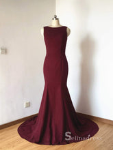 Mermaid Bateau Burgundy Bridesmaid Dress Cheap Satin Bridesmaid Dresses BRD011|Selinadress
