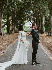 Mermaid Deep V neck 3D Lace Wedding Dresses Rustic Bridal Gowns MHL2853|Selinadress