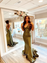 Mermaid Deep V neck Long Prom Dress Ruffles Sexy Formal Dresses Evening Dress KPY049|Selinadress