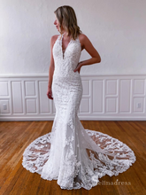 Mermaid Halter Vintage Lace Wedding Dresses Rustic Bridal Gowns CBD499|Selinadress