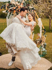 Mermaid Off-the-sholulder Lace Wedding Dresses Rustic Bridal Gowns MHL1700|Selinadress