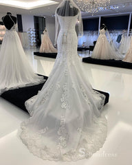 Mermaid Off-the-shoulder Vintage Wedding Dress Rustic Embroidery Wedding Formal Dress RYU018|Selinadress