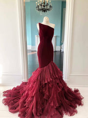 Mermaid Prom Dresses One Shoulder Long Evening Dress With Ruffles Formal Gowns SED143