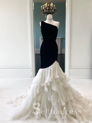 Mermaid Prom Dresses One Shoulder Long Evening Dress With Ruffles Formal Gowns SED143|Selinadress