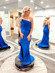 Mermaid Ruffles Red Prom Dress Cheap Satin Formal Dresses Evening Dress KPY006|Selinadress