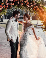 Mermaid Rustic Wedding Dress Open Back Lace Wedding Dress SEW018