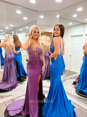 Mermaid Spaghetti Straps Beaded Prom Dress Sexy Long Formal Dresses Evening Dress KPY026|Selinadress