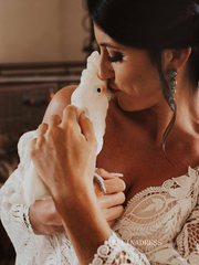 Mermaid Spaghetti Straps Country Wedding Dress Rustic Boho Lace Wedding Dresses KTC001|Selinadress