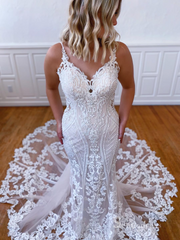 Mermaid Spaghetti Straps Vintage Wedding Dresses Backless Bridal Gowns CBD501|Selinadress