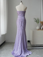 Mermaid Strapless Lilac Luxury Long Prom Dress Beaded Evening Gowns GKF002|Selinadress