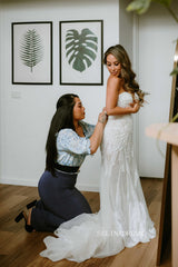 Mermaid Sweetheart Beaded Rustic Wedding Dress Bridal Dresses JKP011|Selinadress