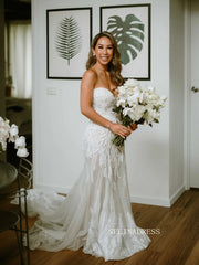 Mermaid Sweetheart Beaded Rustic Wedding Dress Bridal Dresses JKP011|Selinadress