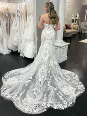 Mermaid Sweetheart Lace Informal Wedding Dress Boho Wedding Gown Dress #LOP005|Selinadress