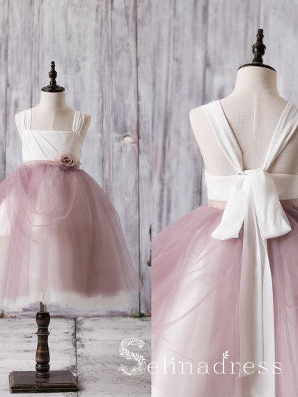 Newest Arrival Strap Dusty Rose Tulle Cute Flower Girl Dresses GRS022|Selinadress