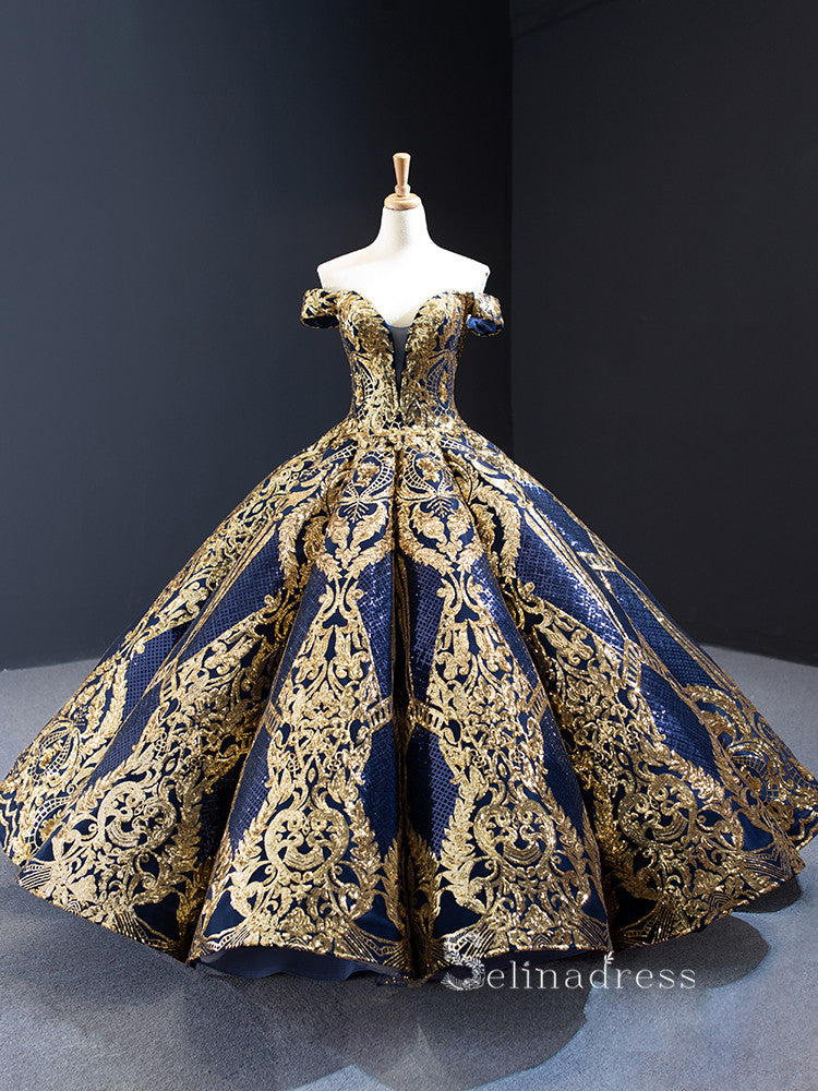 Off-the-shoulder Applique Ball Gown Vintage Long Evening Formal Gowns GRB026|Selinadress