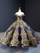 Off-the-shoulder Applique Ball Gown Vintage Long Evening Formal Gowns GRB026|Selinadress