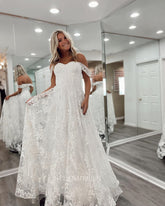 Off-the-shoulder White long Prom Dress A-line Lace Cheap Formal Dresses Bridal Dress KPY004|Selinadress