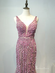 Selina Luxury Mermiad Sexy Prom Dress With Feather Tassel Long Prom Evening Gowns SC048