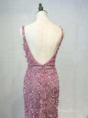 Selina Luxury Mermiad Sexy Prom Dress With Feather Tassel Long Prom Evening Gowns SC048