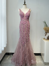 Selina Luxury Mermiad Sexy Prom Dress With Feather Tassel Long Prom Evening Gowns SC048