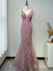 Selina Luxury Mermiad Sexy Prom Dress With Feather Tassel Long Prom Evening Gowns SC048