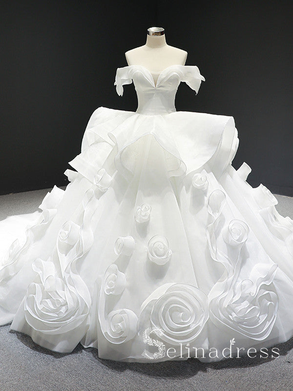 Selinadress Off-the-shoulder White Ball Gown Wedding Dress Luxury Bridal Gowns SPL66956|Selinadress