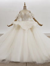 Selinadress Off-the-shoulder White Wedding Dress Short Sleeve Wedding Gowns SDW001