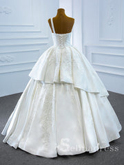 Selinadress One Shoulder Sleeveless Applique Wedding Dress Unique White Ball Gown Bridal Gowns SPL67207|Selinadress