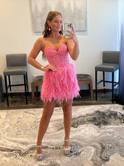 Sheath/Column Short Prom Dresses Sweetheart Pink Homecoming Dresses Cute Pageant Bridal Dresses #TKL044|Selinadress