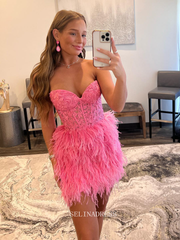 Sheath/Column Short Prom Dresses Sweetheart Pink Homecoming Dresses Cute Pageant Bridal Dresses #TKL044|Selinadress