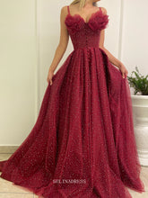 Spaghetti Straps Burgundy Prom Dress Beautiful Princess Long Evening Formal Dress #POL119|Selinadress