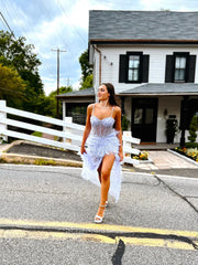 Spaghetti Straps Lilac Prom Dress A-line Feather Beaded Long Formal Dresses KPY001|Selinadress