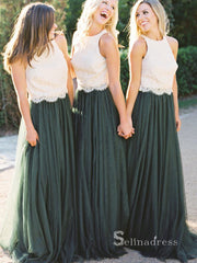 Two Pieces Scoop Lace Bridesmaid Dress Cheap Bridesmaid Dresses BRD020|Selinadress