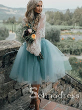 Two Pieces See through Lace Homecoming Dress With Sleeve Short Prom Drsess HML007|Selinadress