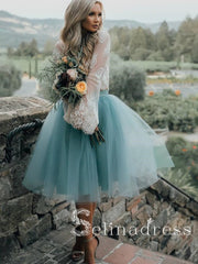 Two Pieces See through Lace Homecoming Dress With Sleeve Short Prom Drsess HML007|Selinadress