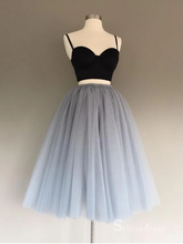 Two Pieces Spaghetti Straps Homecoming Dress Gray Cheap Short Prom Drsess #MHL061|Selinadress