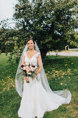 90 Inches Ivory Wedding Veil Chapel Length Cut Edge Wedding Bridal Veil V16