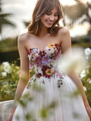 Unique Sweetheart White Long Prom Dress Gorgeous Floral Evening Gowns #QWE038|Selinadress